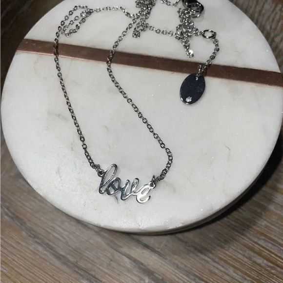 Charming Silver "Love" Script Pendant Necklace 18-20" - Picture 2 of 11